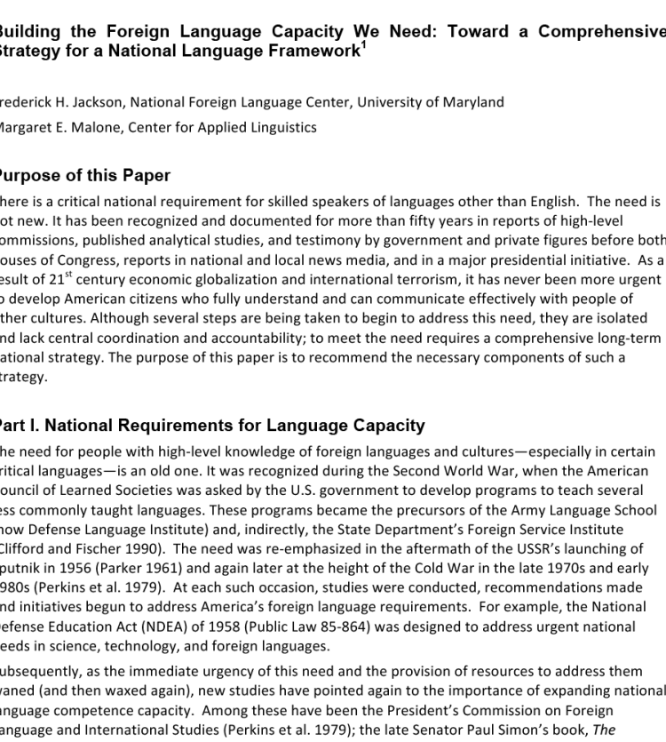 Building the Foreign Language Capacity We Need